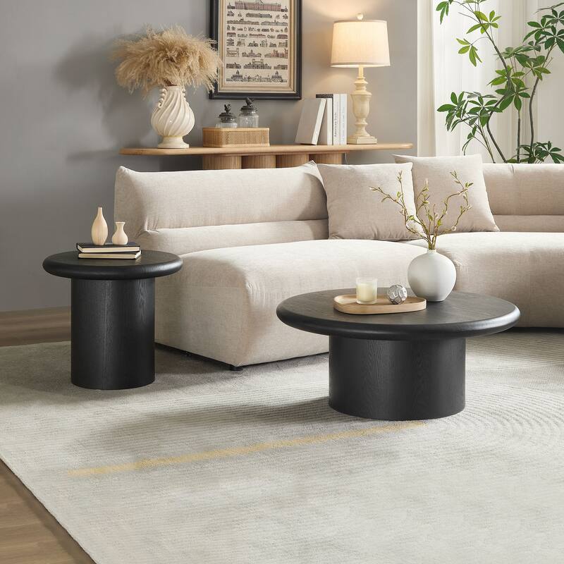 2-Piece Modern Round Coffee Table Set