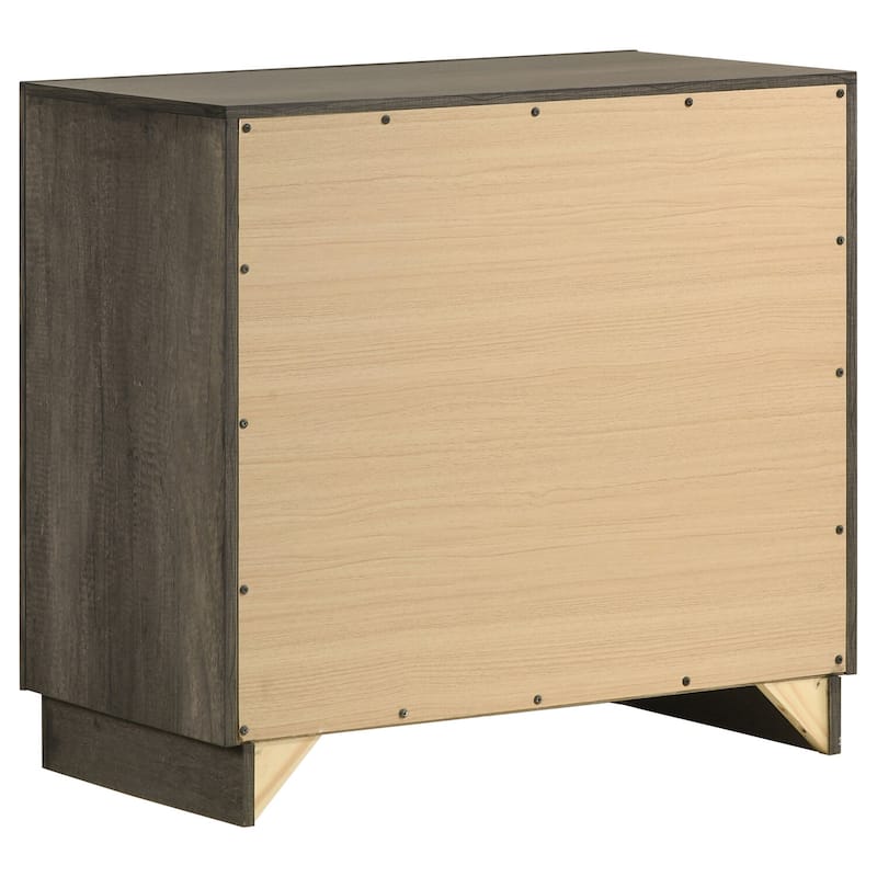Grey Oak 2-Drawer Nightstand with Glitter Frame Strips, Shimmering Pulls, Felt Lined Top Drawer Storage