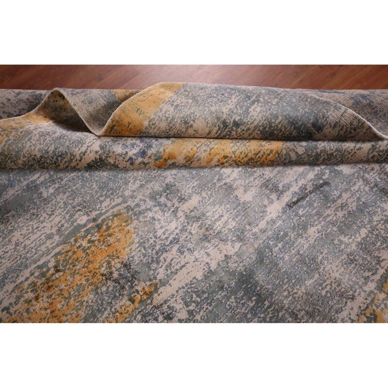 Contemporary Abstract Indian Area Rug Handmade Wool Carpet - 8'0" X 9'8"