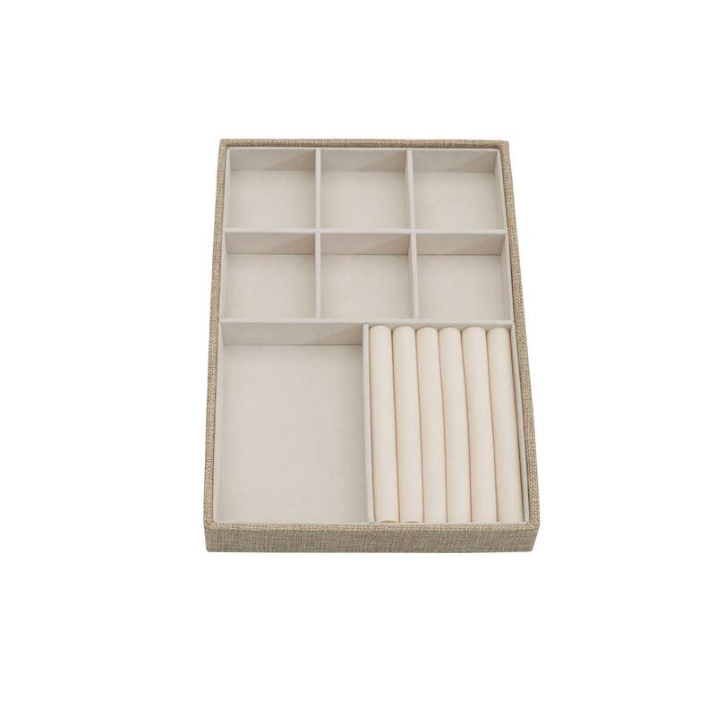 Household Essnetials Stackable Jewelry Storage Trays, 3-Tier, Latte