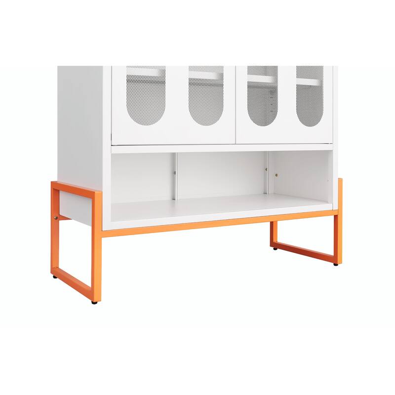 High Shoe Cabinet with Adjustable Partitions & Mesh Doors