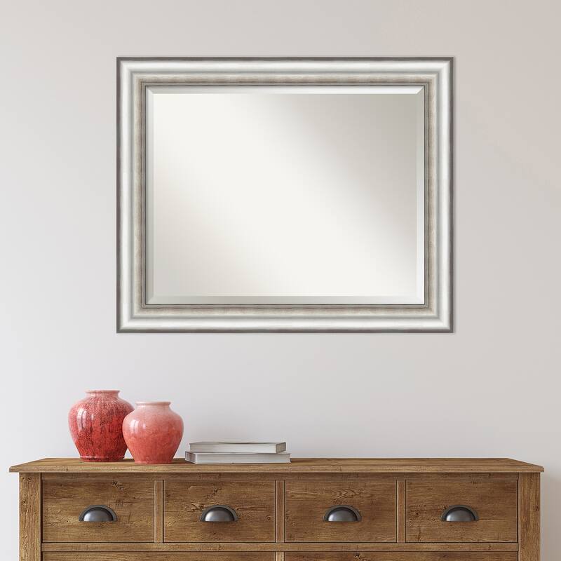 Beveled Wall Mirror - Salon Silver Frame - Salon Silver