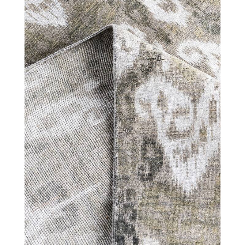 Ikat One-of-a-Kind Hand-Knotted Area Rug, Gray - 9' 0" x 12' 1"