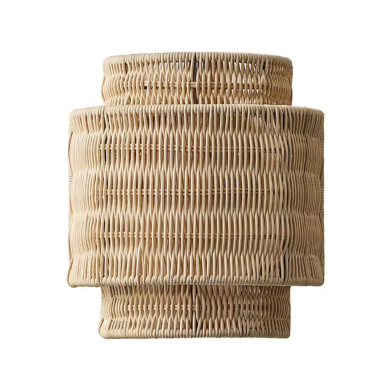 1-Light Bohemian Hand-Woven Rattan Wall Sconce Lighting