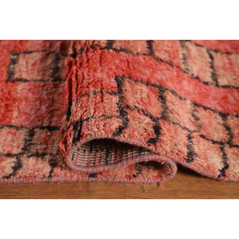 Geometric Coral Moroccan Large Oriental Area Rug Handmade Wool Carpet - 11'4" x 18'6"