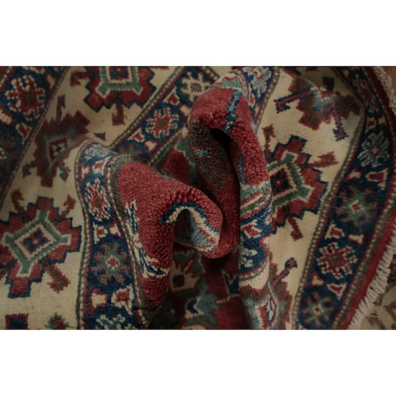 Hand Knotted Oriental 100% Wool Carpet Traditional Geometric Red Kazak Area Rug - 5' 9'' X 3' 10''