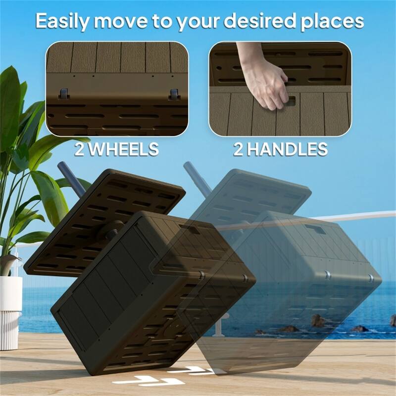 HDPE Outdoor Umbrella Base with Adjustable Table Tray Heavy Duty Sand Fillable for 1.5 and 1.9 Inch Poles