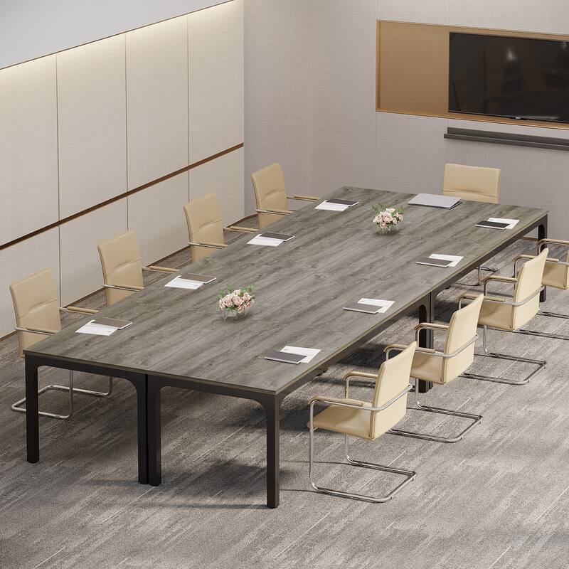Modern Office 13FT Conference Table Set of 6, Large Rectangle Meeting Table, 78.74-Inch Long Business Seminar Table