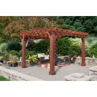 Shop 10x12 Wood Pergola Kit 8x8 Posts Overstock 26885883