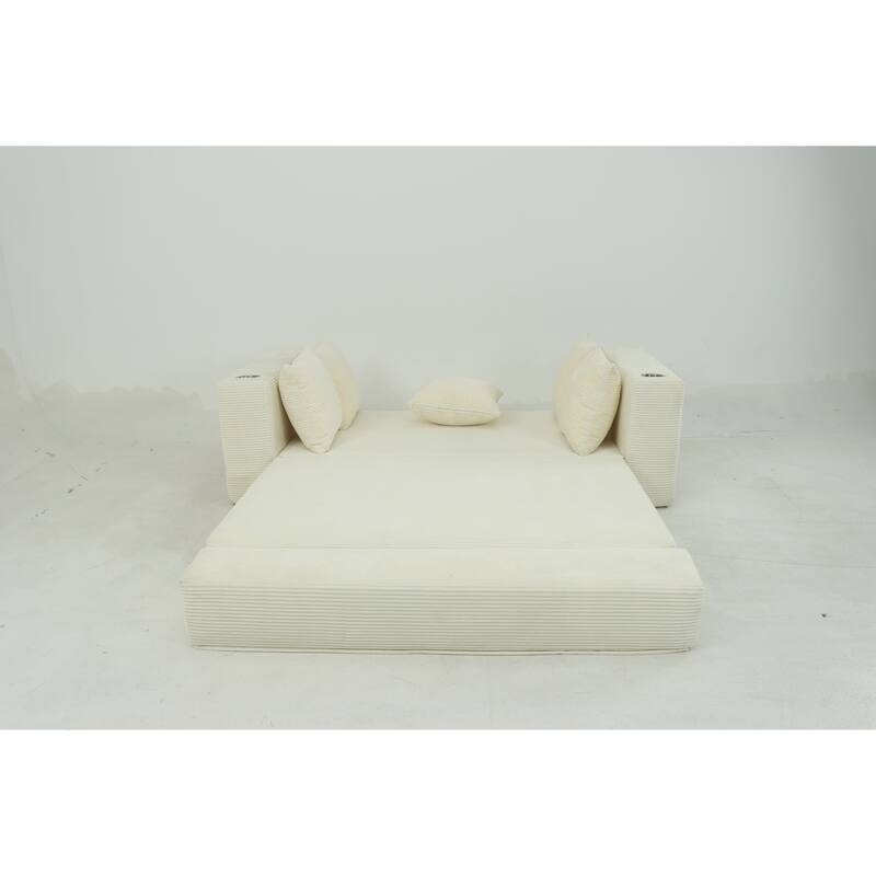 Convertible Sofa Bed, 76" Boneless Loveseat Couch 2 in 1 Foldable Floor Sofa Couch with 2 Cup Holders, Folding Sleeper Chair