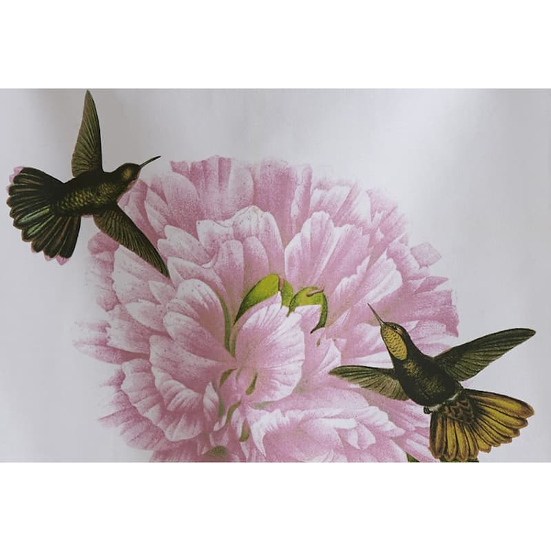 Hummingbird Pink Flower Cotton Kitchen Dishtowel 26L x 18W in.