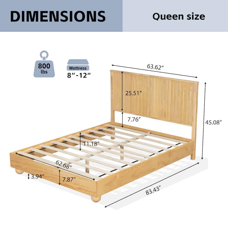 Christopher Knight Home - Anna Natural Wood Bed Frame With Reeded Headboard