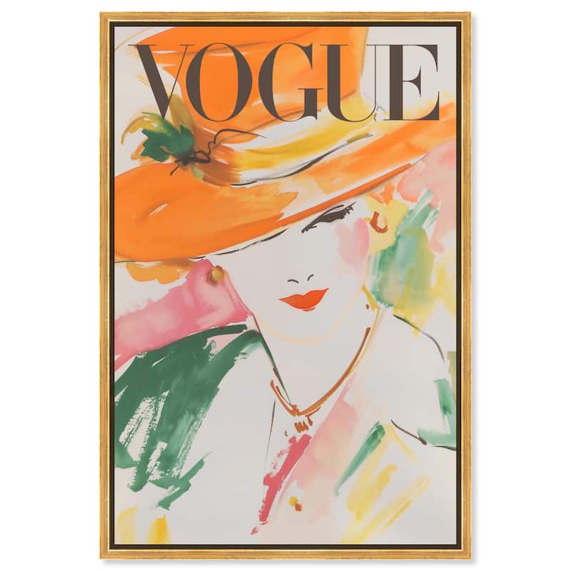 Woman in Hat Cover Canvas by Art Remedy - Gold - 24" x 36"