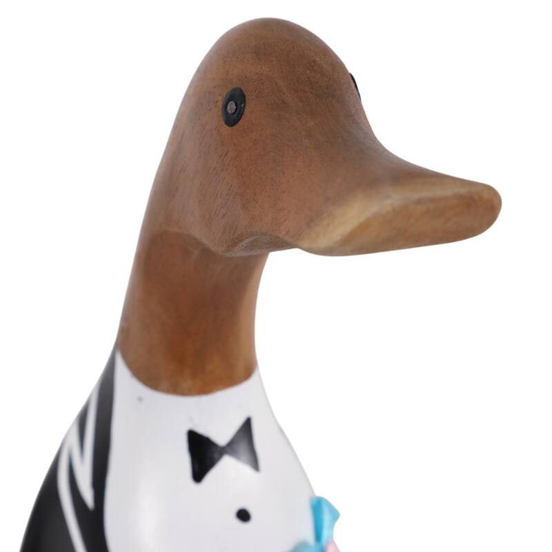 Decorative Wooden Wedding Duck Figurine Sculpture - 16.0"
