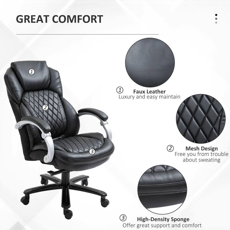 Black Adjustable Height Leather Upholstered Office Desk Chair Gaming Chair, Swivel Chair Computer Task Chair with Wheels