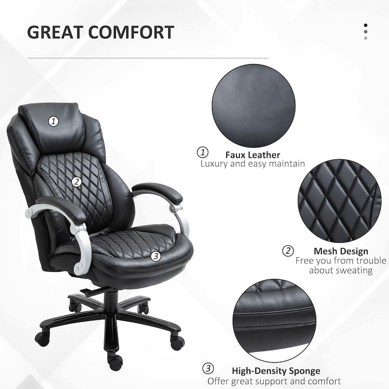Vinsetto Heavy Duty Office Chair 350lbs Capacity, Mesh & Faux Leather, Rocker Ergonomic, Adjustable Height with Wheels