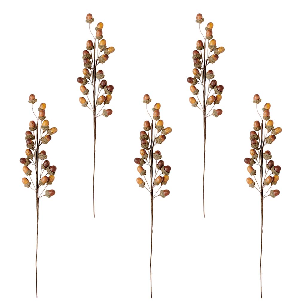 20" Artificial Acorns Spray For Fall Harvest Or Christmas, Set of 5 - 20