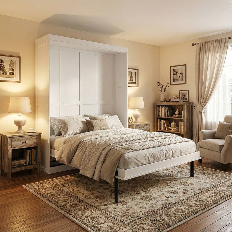 Roomfitters Rotating Queen Murphy Bed with Hidden Storage Racks 360 Swivel