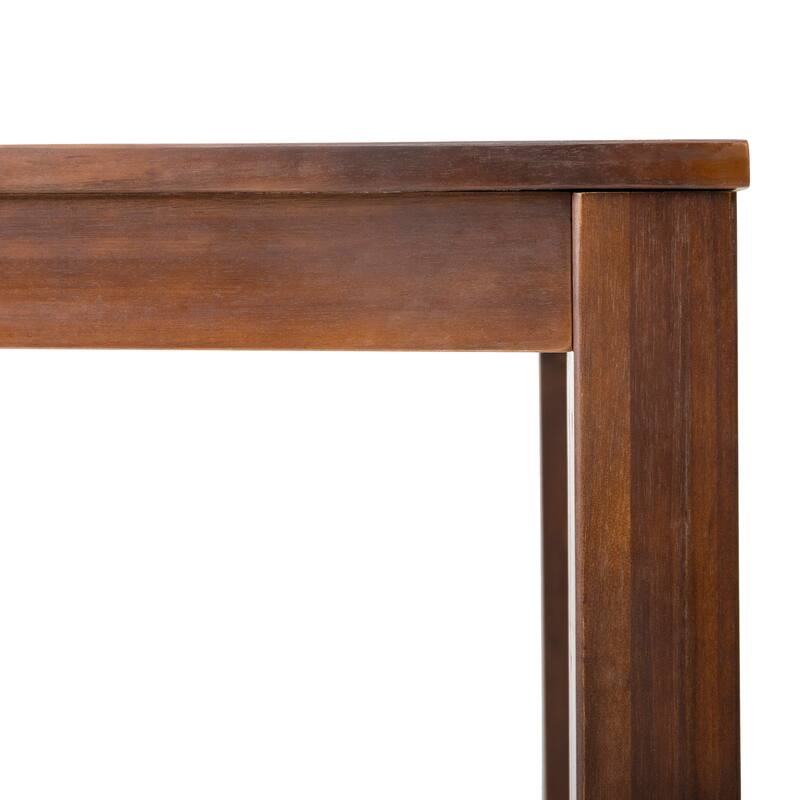 Roomfitters Solid Wood Dining Table, Rectangular Slatted Tabletop, Weather-Resistant Outdoor Patio Table, Dark Brown