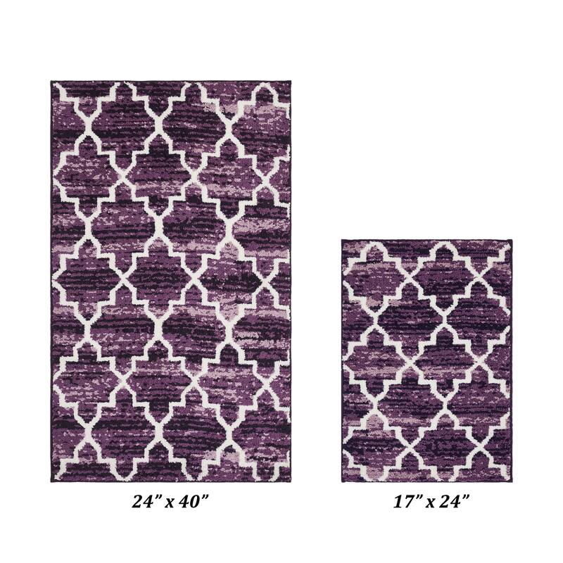 Better Trends Savio Collection 100% Micro Polyester Rectangle Soft Plush & Absorbent Water Machine Washable 2 Piece Bath Rug Set