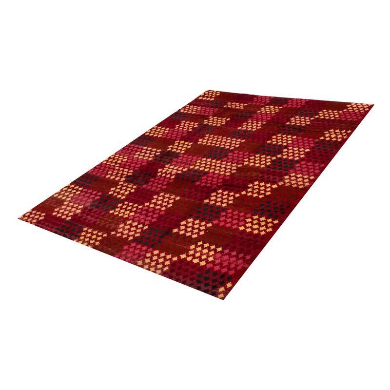 ECARPETGALLERY Hand-knotted Akhjah Red Wool Rug - 6'10 x 9'11