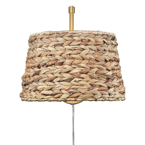 slide 2 of 5, Golden Lighting Ryleigh 12" Tall Wall Sconce with Woven Sweet Grass Brushed Champagne Bronze