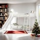preview thumbnail 1 of 9, White Twin over Twin Bunk Bed with Slide and Metal Slats for Boys and Girls White