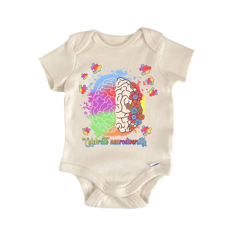 Autism Awareness Celebrate Neurodiversity - Baby Boy Girl Clothes Bodysuit Funny Cute - Natural - Newborn