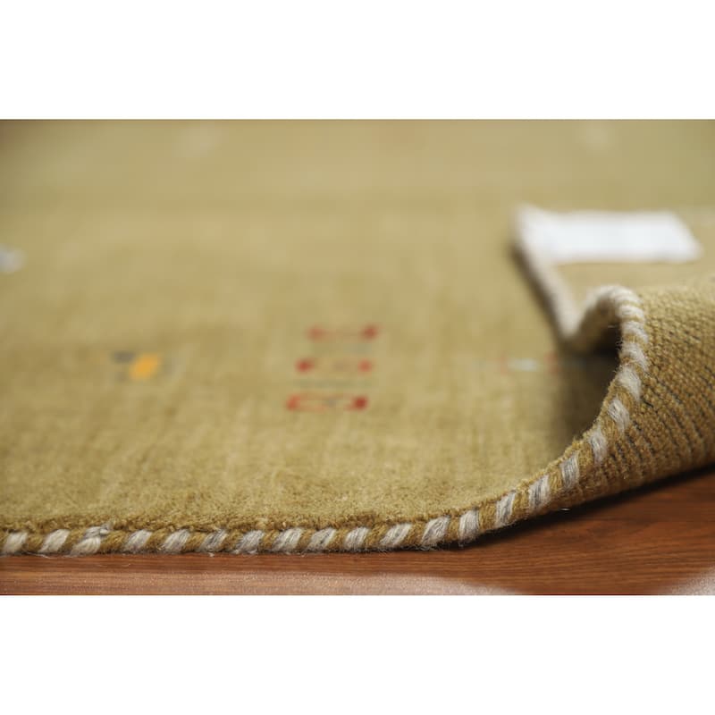 Hand Knotted Oriental 100% Wool Carpet Tribal Animal Pictorial Green Gabbeh Area Rug - 7' 9'' X 5' 0''