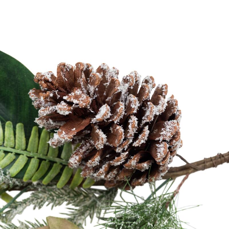 Lightly Flocked Mixed Pine and Magnolia Artificial Christmas Garland - 5.75' x 8" - Unlit