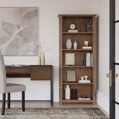 WYNDENHALL Halifax 30" Wide Solid Wood Transitional 5 Shelf Bookcase - 30"w x 14"d x 70" h