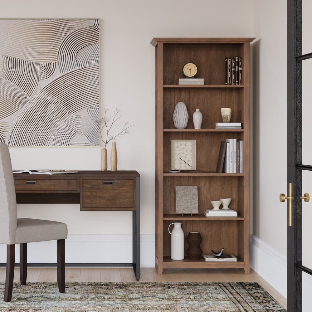 WYNDENHALL Halifax 30" Wide Solid Wood Transitional 5 Shelf Bookcase - 30"w x 14"d x 70" h