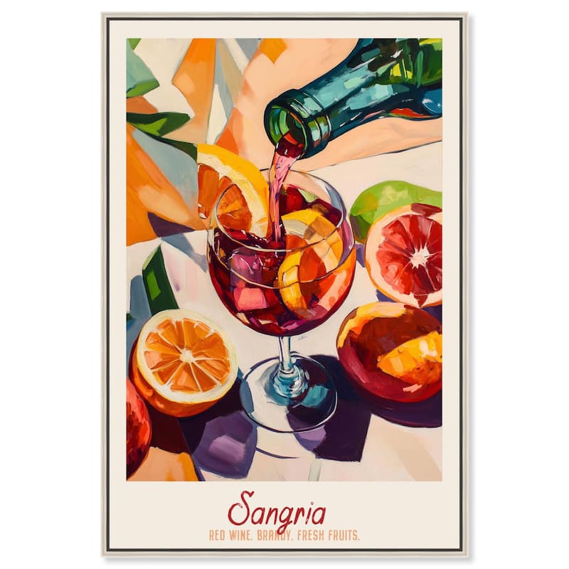 Sangria Recipe Poster Canvas by Art Remedy - Silver - 36" x 54"