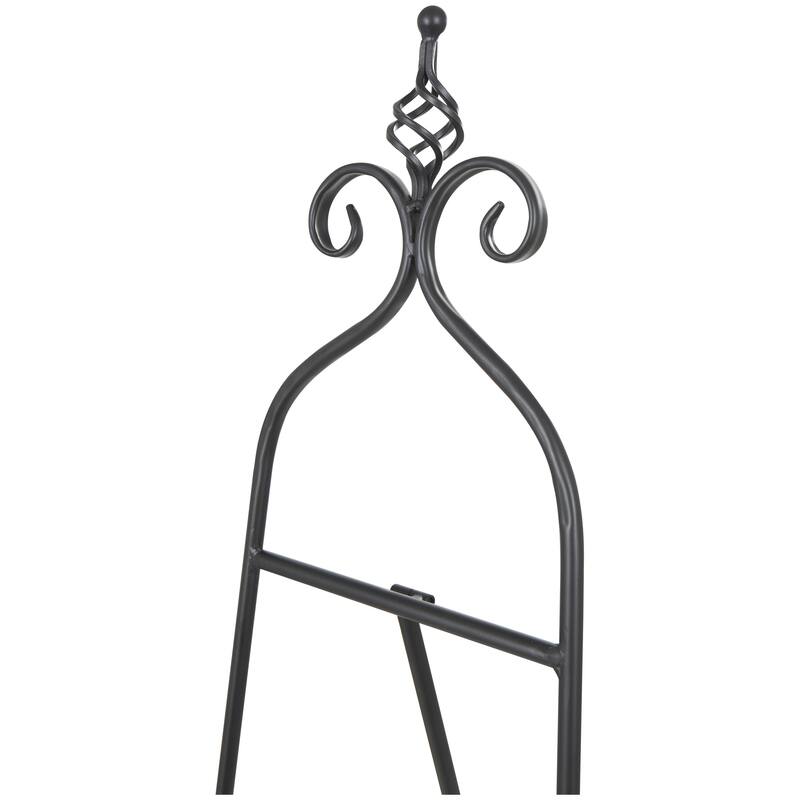 Metal Scroll Adjustable 3 Tier Display Easel with Chain Support and Swirl Finial - Black or Gold - Roche River Decor