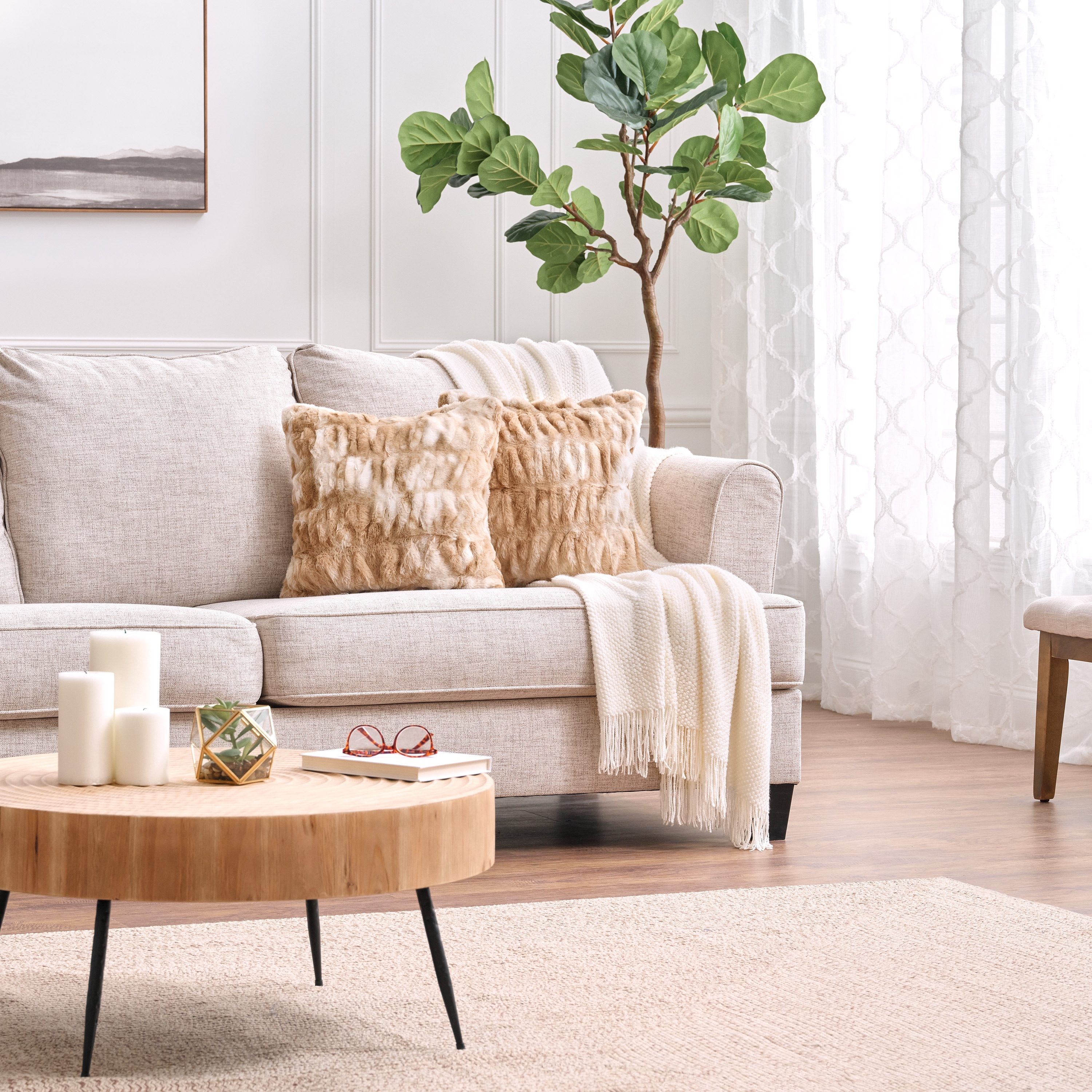 Faux fur ruched online pillow covers