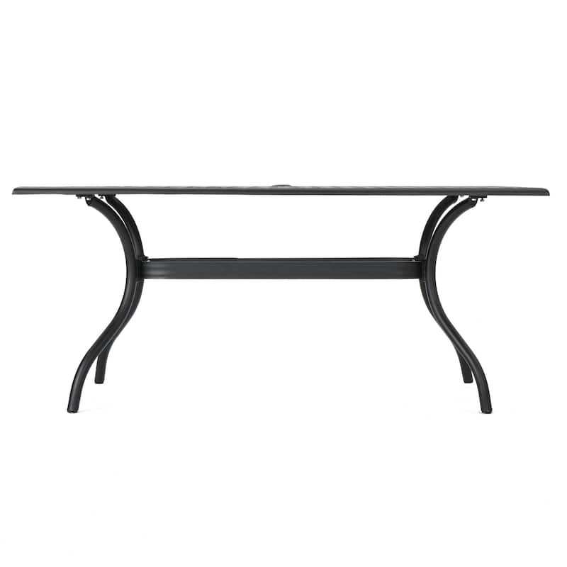 Cay Outdoor Dining Table, 67 Inch Rectangular, Lattice Black Aluminium