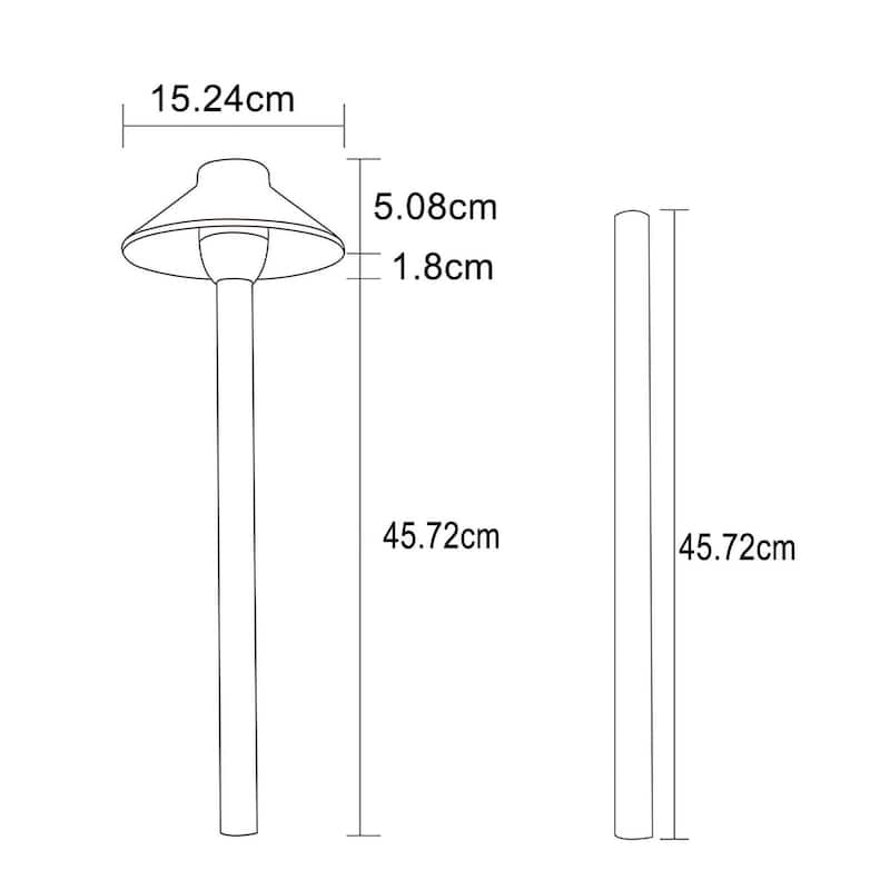 18" Antique Brass Cast Brass Path Light 6" Hat, IP65 Weatherproof, G4 Bulb Compatible - Antique brass