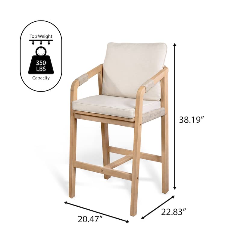 Outdoor Bar Stool with Cushions & Armrests, (Set of 2) by JONATHAN Y