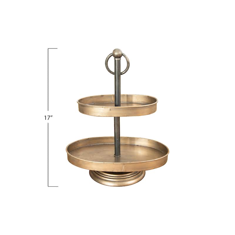 Decorative Metal 2-Tier Tray