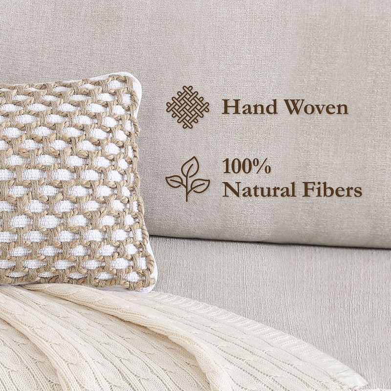 Boho Living Jada Braided Cotton/Jute Throw Pillow Covers