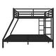 preview thumbnail 10 of 9, Black Queen over King Size Metal Bunk Bed with Fence and Ladder