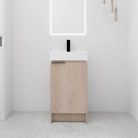 Beingnext 18 Inch Bathroom Vanity with Sink, Freestanding Bathroom Vanity with Soft Close Door and Adjustable shelf