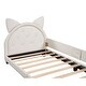 preview thumbnail 5 of 9, Twin Size Upholstered Daybed with Playful Carton Ears Shaped Headboard, White - Sturdy Wooden Frame, Comfortable Padding