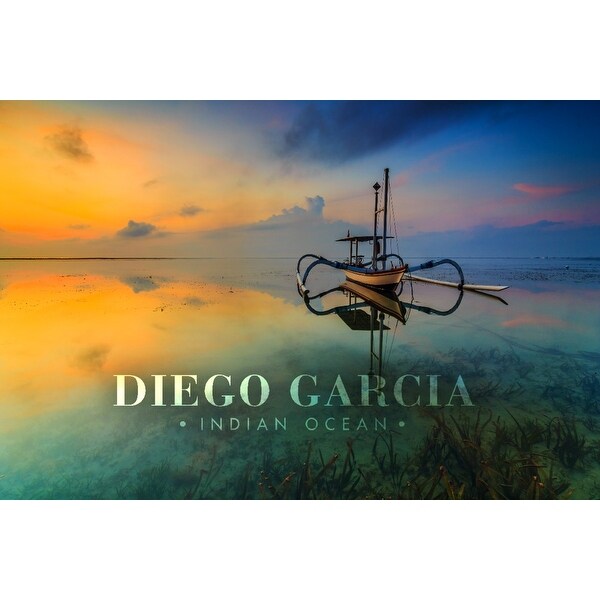 Diego Garcia Indian Ocean Boat At Sunset Lantern Press Photography Art Print Multiple Sizes Available