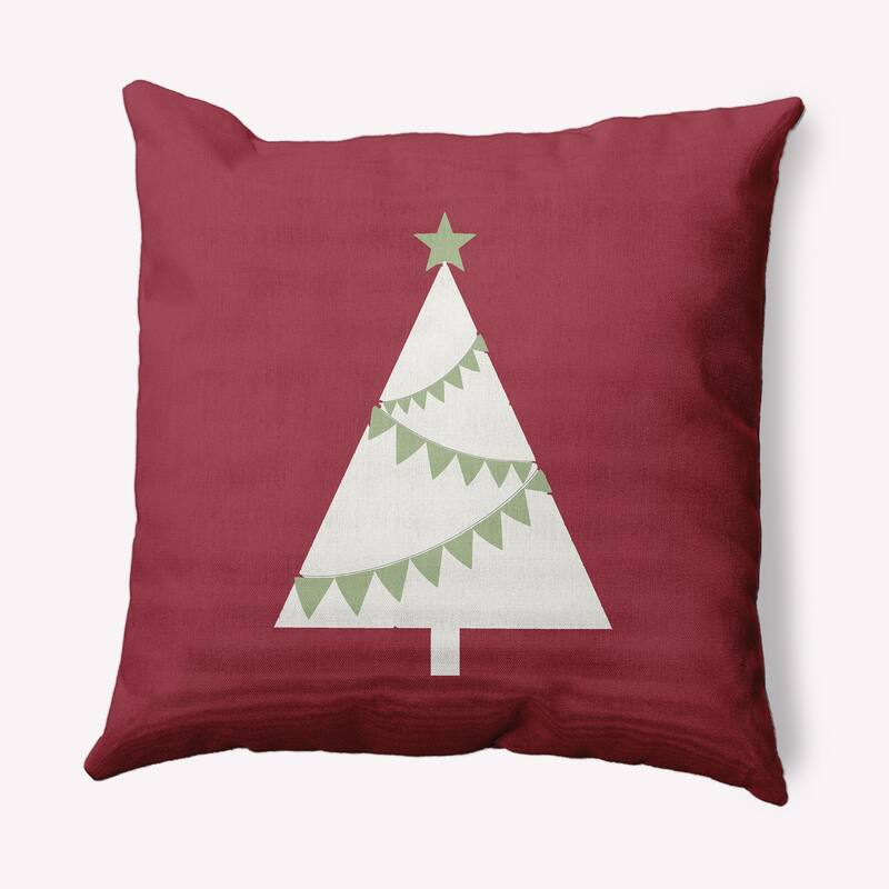 Garland Tree Christmas Decorative Throw Pillow - 18" x 18" - Brick Red