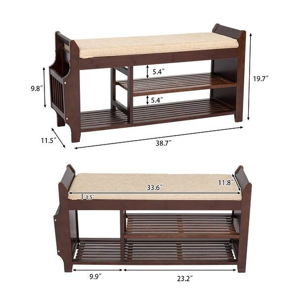 Shop Black Friday Deals On Kinbor 3 Tier Bamboo Shoe Rack Bench Entryway Storage Shelf Shoe Organizer W Cushion Padded Seat Household Shelf Rack On Sale Overstock 31959622