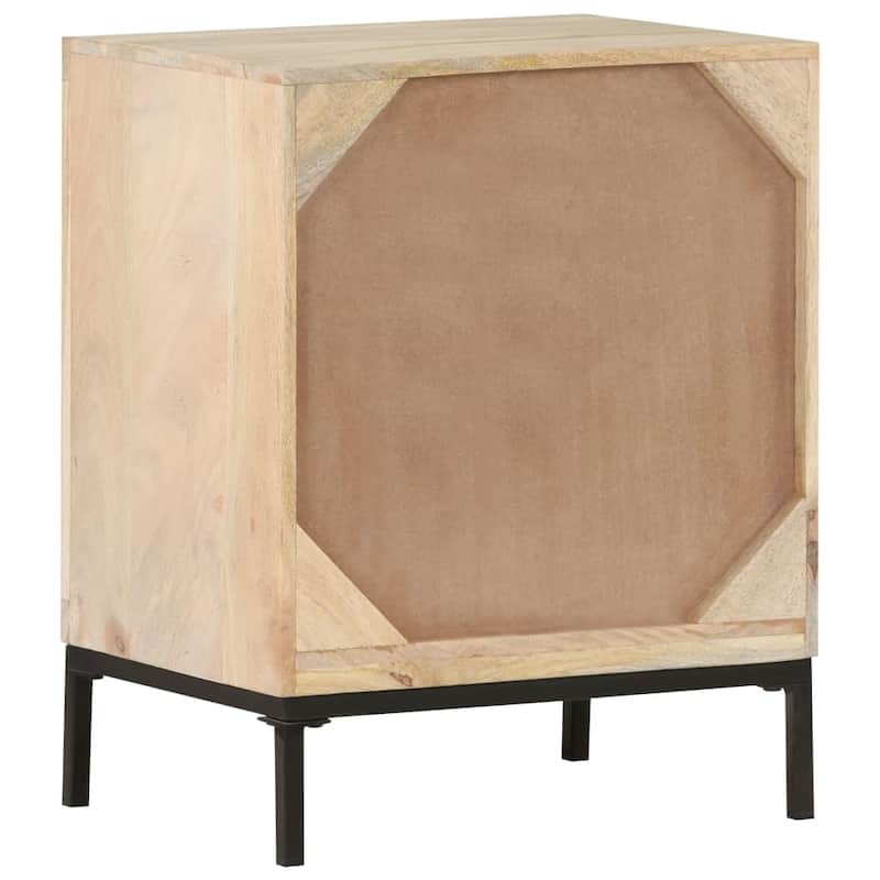 vidaXL Bedside Cabinet 15.7"x11.8"x19.7" Solid Mango Wood Natural Cane