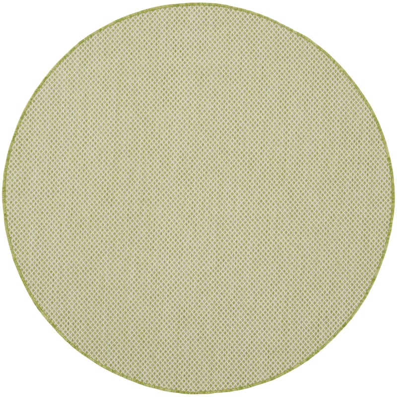 Nourison Courtyard Indoor/Outdoor Modern Geometric Area Rug - 5' x Round - Ivory/Green