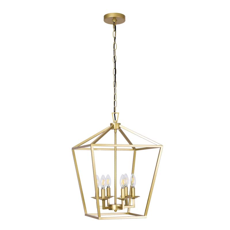 6 - Matte Black/ Gold Light Pendant - 16"x16"x24"