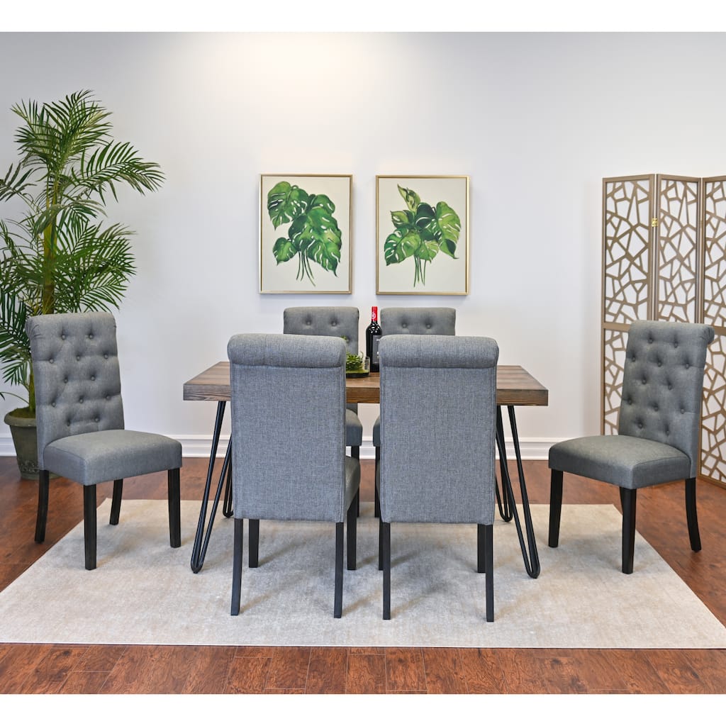 Kitchen Table with Metal Hairpin Legs, Stylish Table and Chair Set, Upholstered Back Dining Chairs with Wood Legs